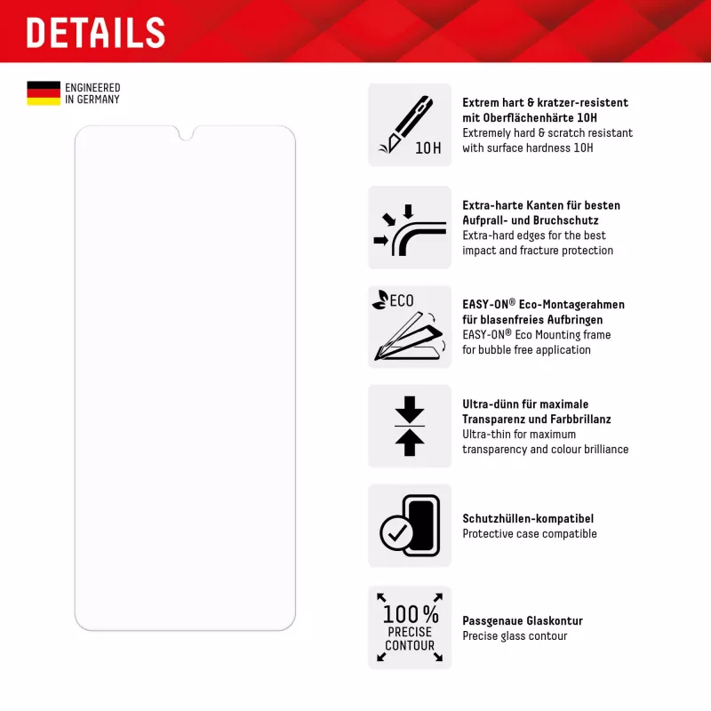 Displex ekrāna aizsargstikls (10H) Samsung Galaxy A34, Eco montāžas rāmis, izturīgs pret skrāpējumiem
