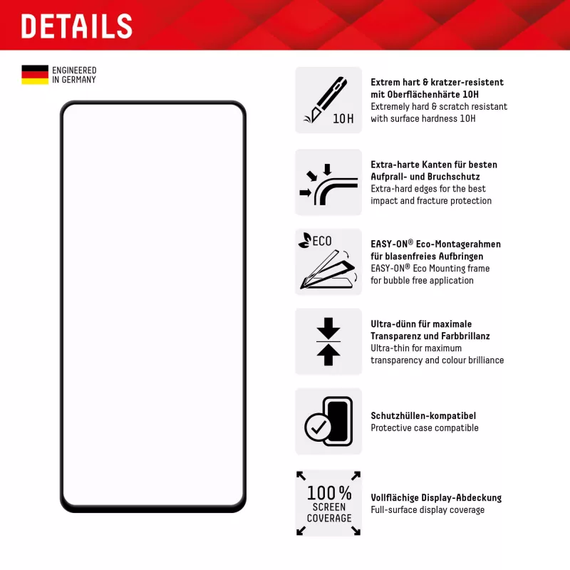 Displex Full Cover ekrāna aizsargs (10H) Samsung Galaxy A54 5G, Eco montāžas rāmis, pilns pārklājums