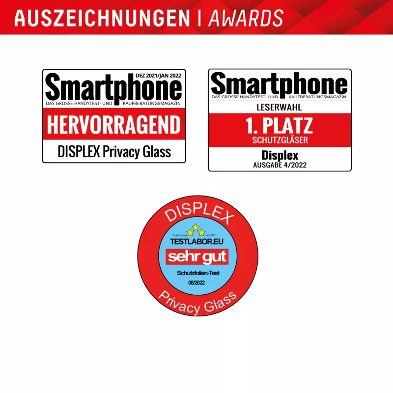 Displex Privātuma ekrāna aizsargs (10H) Apple iPhone 15/15 Pro, EASY-ON® Eco montāžas rāmis, privātuma filtrs