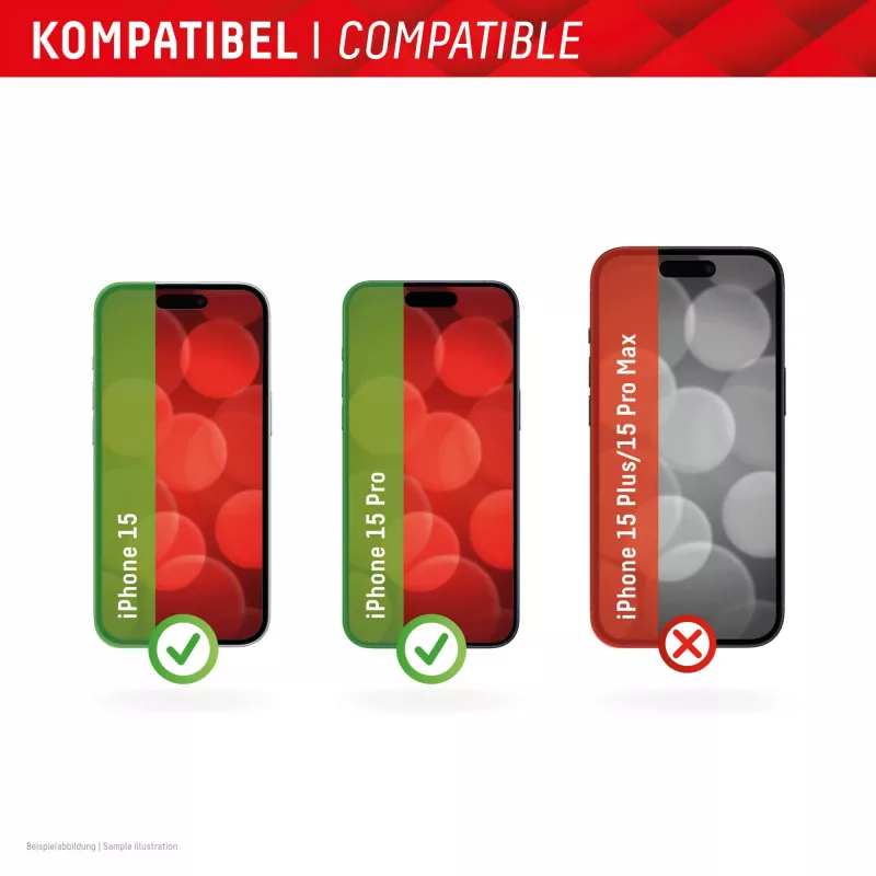 Displex Privātuma ekrāna aizsargs (10H) Apple iPhone 15/15 Pro, EASY-ON® Eco montāžas rāmis, privātuma filtrs