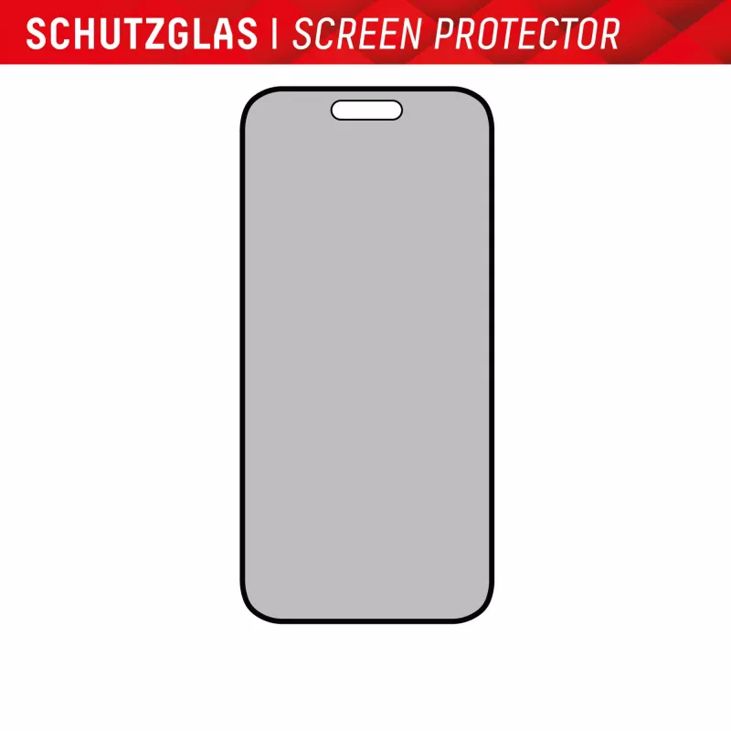 Displex Privātuma ekrāna aizsargs (10H) Apple iPhone 15/15 Pro, EASY-ON® Eco montāžas rāmis, privātuma filtrs