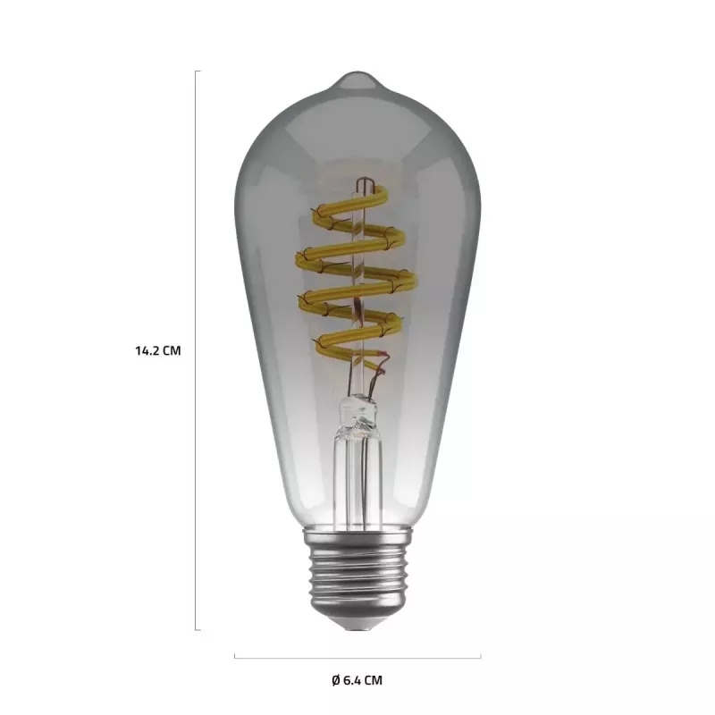 Viedā spuldze Avanca International BV Hombli HBEB-0211, Wi‑Fi, 5,5 W, pelēka, ST64 (6,1×14,2 cm)