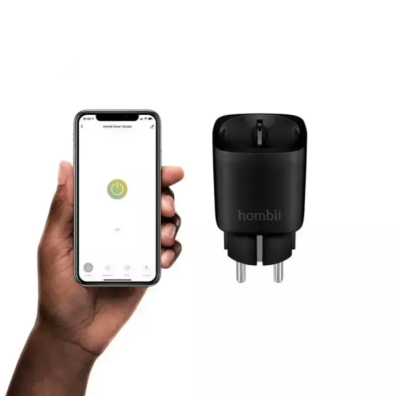 Viedā kontaktligzda Avanca International BV Hombli Smart Socket EU melna — Wi‑Fi, 220–250 V, 3,68 kW, iekštelpām, plastmasa