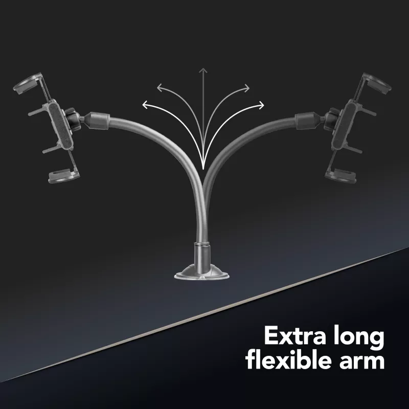 Sourcing Cellularline Hug Flexi XL universāls pasīvais turētājs ar piesūcekni mobilajiem tālruņiem, melns/pelēks