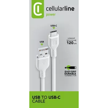Strāvas kabelis Cellularline 120cm USB-C USB A vīrišķais balts