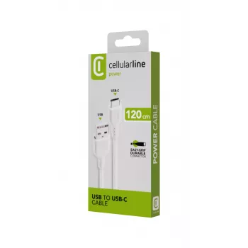Strāvas kabelis Cellularline 120cm USB-C USB A vīrišķais balts