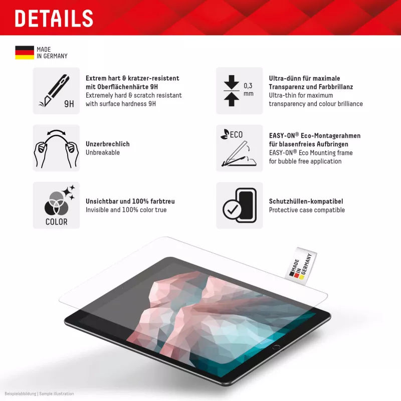 Displex planšetdatora stikls (9H) Samsung Galaxy Tab A11+/A9+, Eco montāžas rāmis, neplīstošs