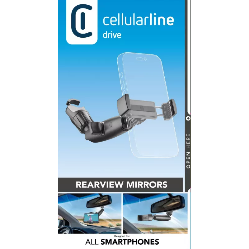 Telefona turētājs automašīnā Cellularline Spin Mirror Melns Pasīvs turētājs