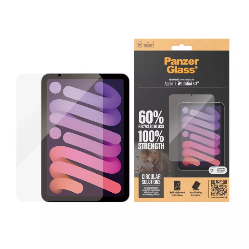 PanzerGlass ® ekrāna aizsargs iPad Mini 8.3'' (2021, 2024) | Ultra-Wide Fit