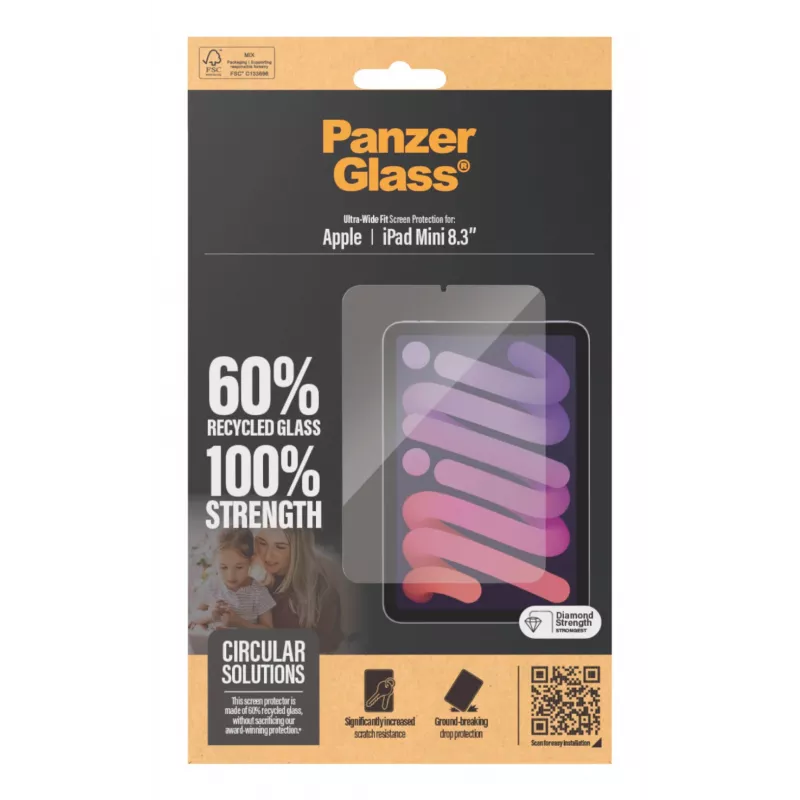 PanzerGlass ® ekrāna aizsargs iPad Mini 8.3'' (2021, 2024) | Ultra-Wide Fit