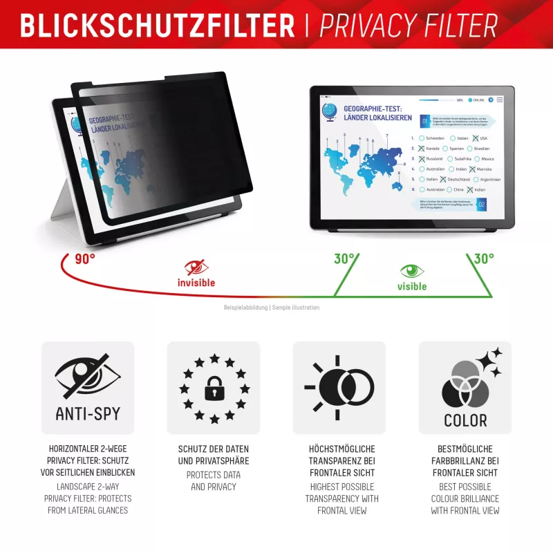 Displex TABLET PRIVACY SAFE noņemams 2-virzienu privātuma filtrs iPad Pro 11 inch (2025/2024)