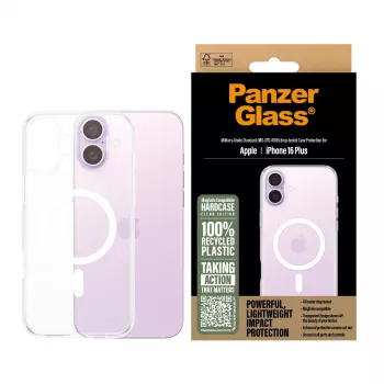 Cover PanzerGlass HardCase Transparent w. balta MagSafe iPhone 16 Plus