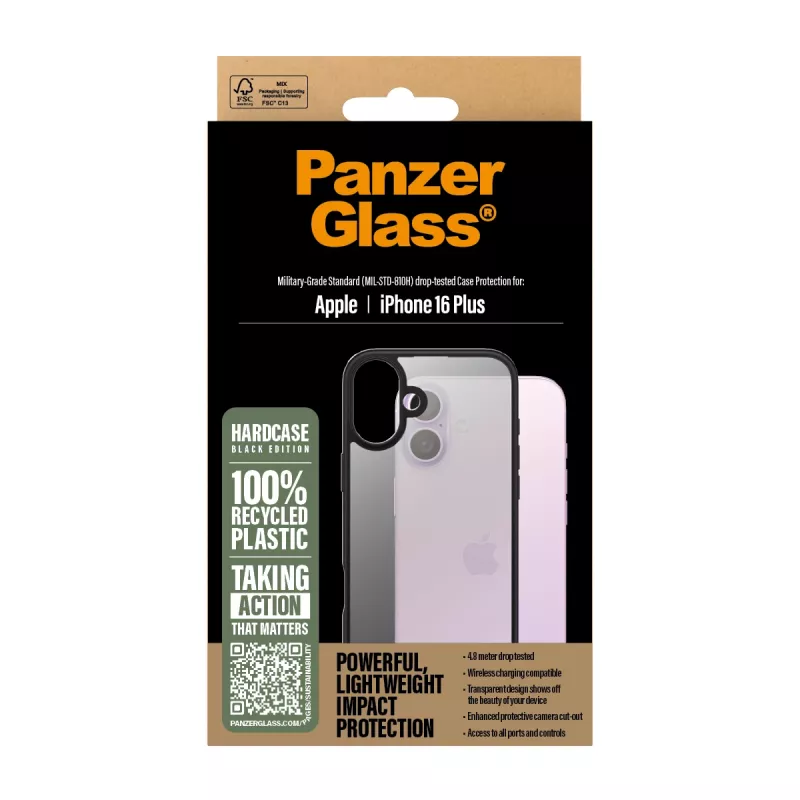 Cover PanzerGlass HardCase Melns iPhone '24 6.7 inch Transparent