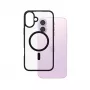 PanzerGlass ® HardCase Transparent w. Melns MagSafe & Frame iPhone 16 Plus