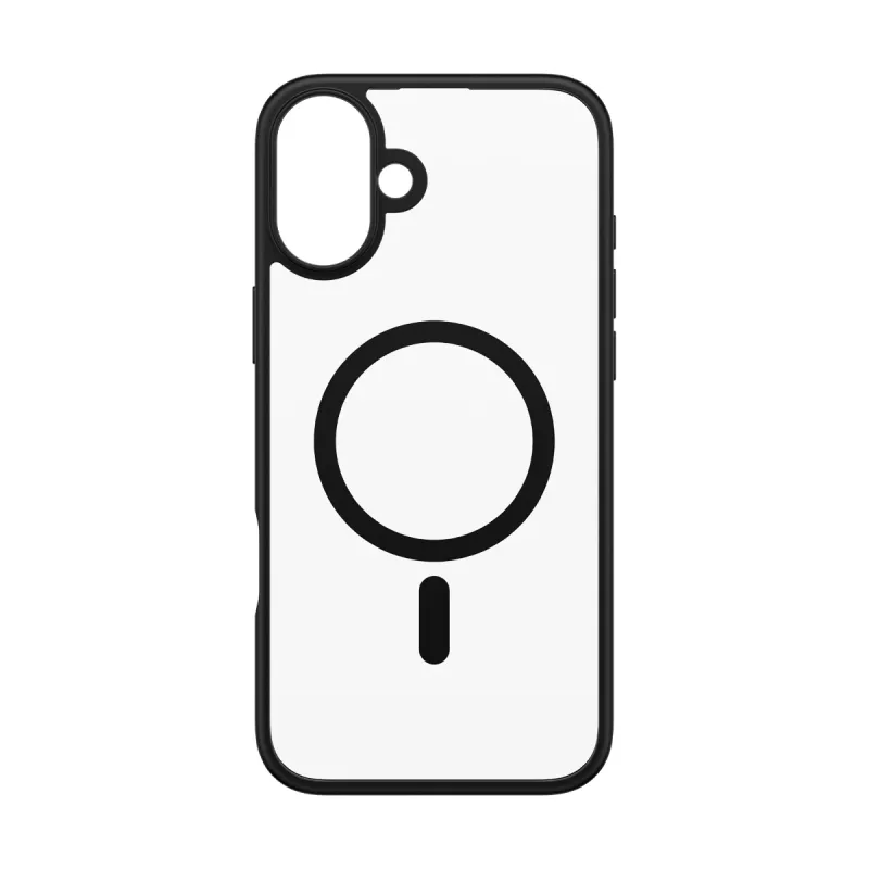 PanzerGlass ® HardCase Transparent w. Melns MagSafe & Frame iPhone 16 Plus