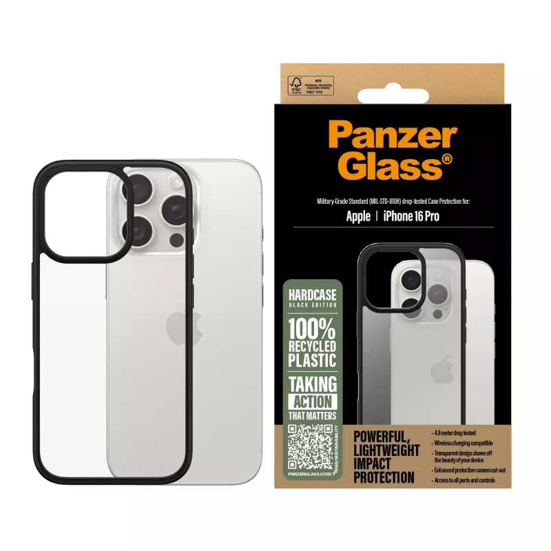 Cover PanzerGlass HardCase Transparent w. balta MagSafe iPhone 16 Plus