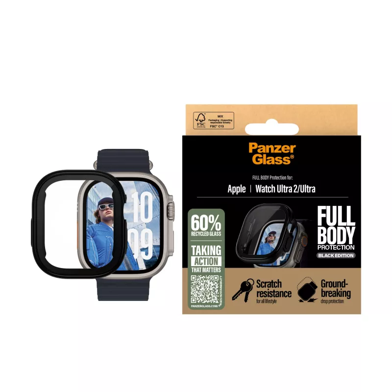 PanzerGlass ® Case Full Body Melns Apple Watch Ultra 3 | Ultra 2 | Ultra | 49mm