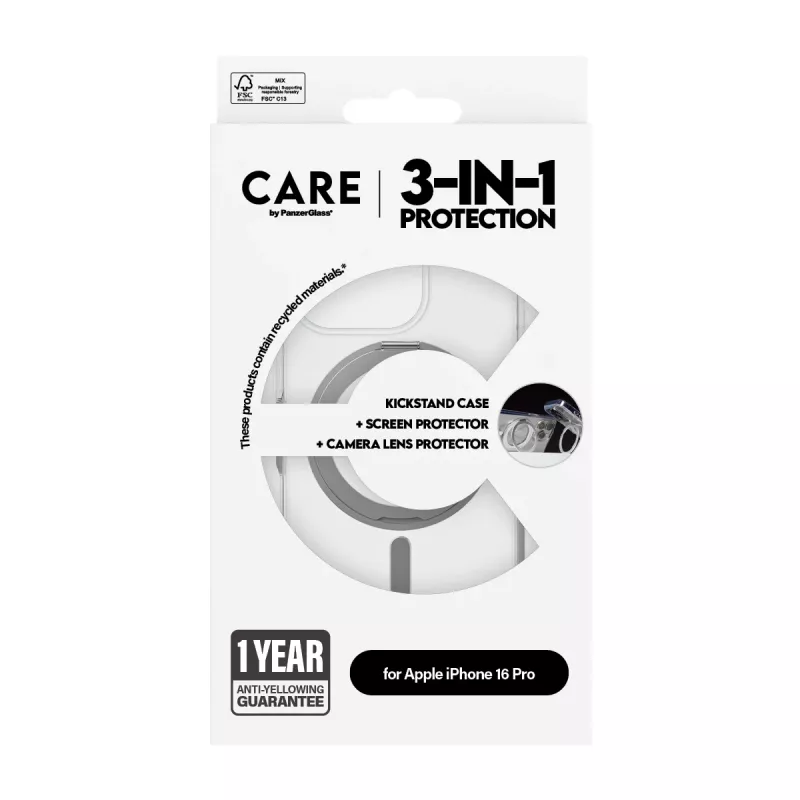 PanzerGlass CARE by ® Feature 3-in-1 Ceramic Bundle iPhone 16 Pro