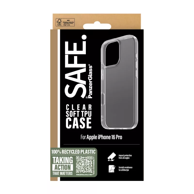 PanzerGlass SAFE. by ® TPU vāciņš Transparent iPhone 16 Pro
