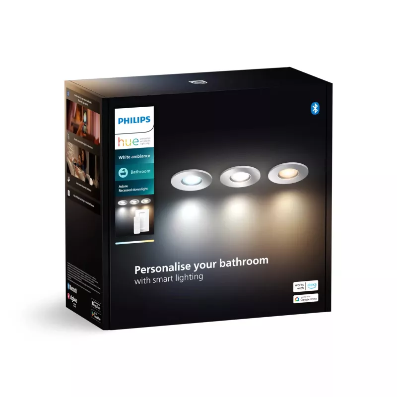 Iebūvējamais gaismeklis Philips Hue balta Ambiance Adore 3x350 lm, regulējams, regulējama baltā gaisma