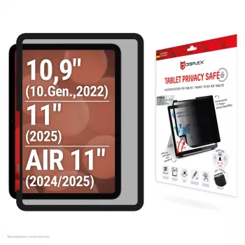 Displex TABLET PRIVACY SAFE noņemams divvirzienu privātuma filtrs iPad 10,9 collu (10. paaudze) / 11 collu (2025) / Air 11 collu (2024/2025)