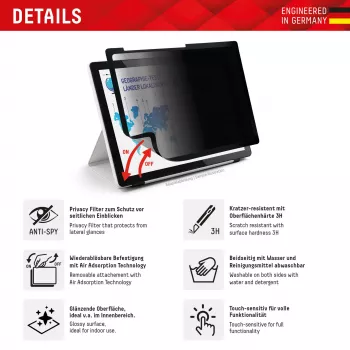 Displex TABLET PRIVACY SAFE noņemams divvirzienu privātuma filtrs iPad Pro 13 collu/Air 13 collu (2024/2025)