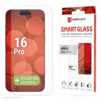 Displex Smart Glass (9H) priekš Apple iPhone 16 Pro, montāžas uzlīme, neplīstošs
