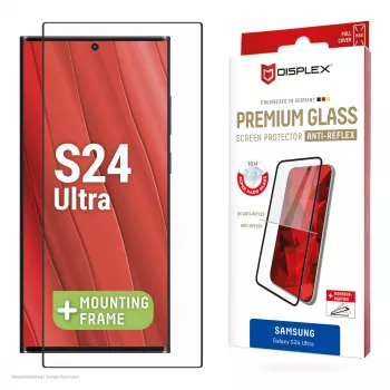 Displex Premium Anti-Reflex ekrāna aizsargs (pretatstarojošs pilns pārklājums, 10H) Samsung Galaxy S24 Ultra, Eco montāžas rāmis, pilns pārklājums