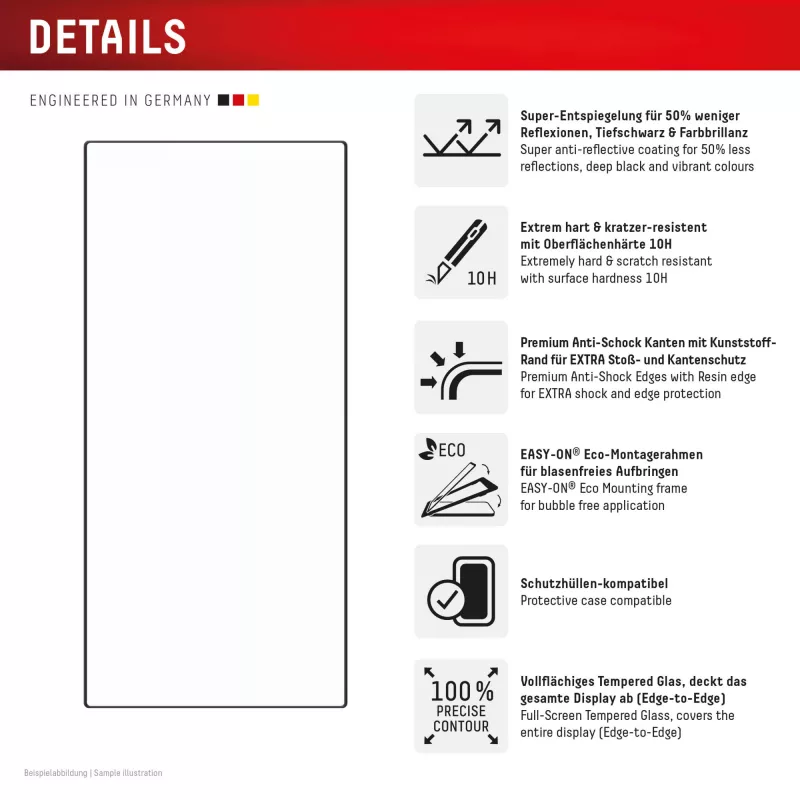 Displex Premium Anti-Reflex ekrāna aizsargs (pretatstarojošs pilns pārklājums, 10H) Samsung Galaxy S24 Ultra, Eco montāžas rāmis, pilns pārklājums