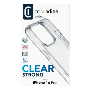 Cellularline Clear Strong - iPhone 16 Pro cietais maciņš ar gumijotām malām