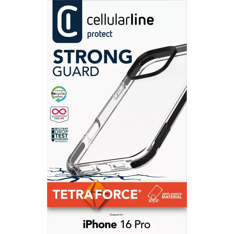 Cover Cellularline TETRACIPH16PROT for iPhone 16 Pro 6.3 inch Melns