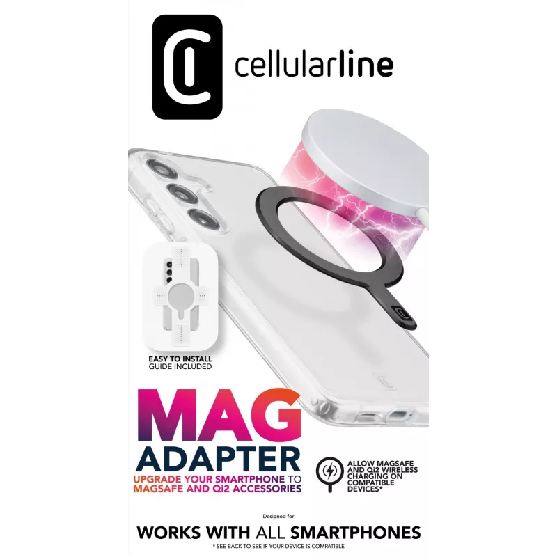 Cellularline Mag Adapter līmējošs magnētiskais gredzens viedtālruņiem, MagSafe ekosistēmas iespējotājs