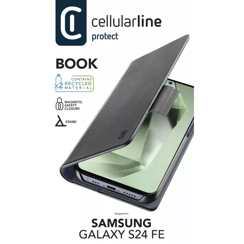 Cellularline Book Galaxy S24 FE maciņš ar kartes kabatiņu un magnētisko aizdari
