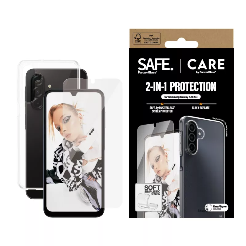 PanzerGlass CARE™ by ® 2-in-1 Bundle Samsung Galaxy A26 5G, Samsung, Samsung - Galaxy A26 5G, Sausa uzklāšana, Izturīgs pret skrāpējumiem, Triecienizturīgs, Caurspīdīgs, 1 gab.