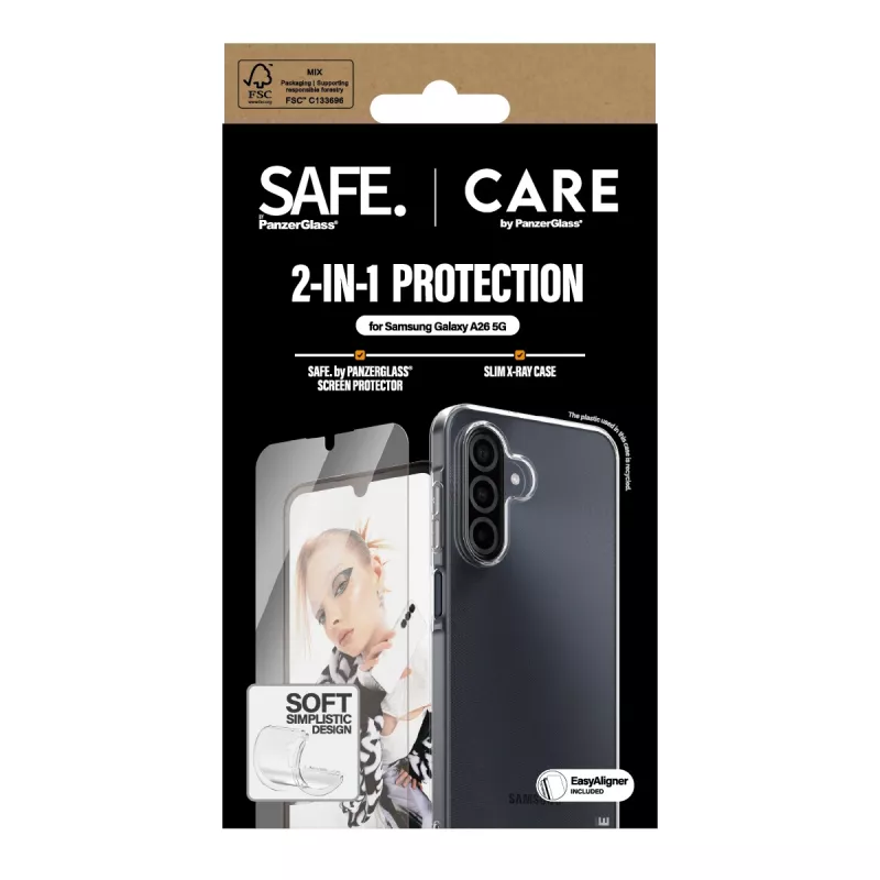 PanzerGlass CARE™ by ® 2-in-1 Bundle Samsung Galaxy A26 5G, Samsung, Samsung - Galaxy A26 5G, Sausa uzklāšana, Izturīgs pret skrāpējumiem, Triecienizturīgs, Caurspīdīgs, 1 gab.