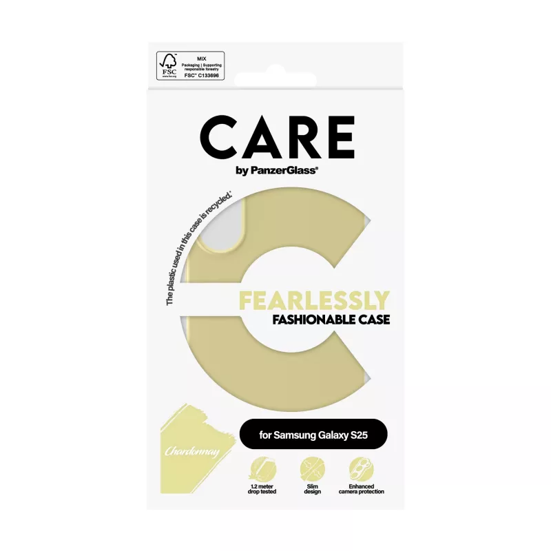 PanzerGlass CARE™ by ® Case Chardonnay Samsung Galaxy S25, Apvalks, Samsung, Samsung - Galaxy S25, Dzeltens