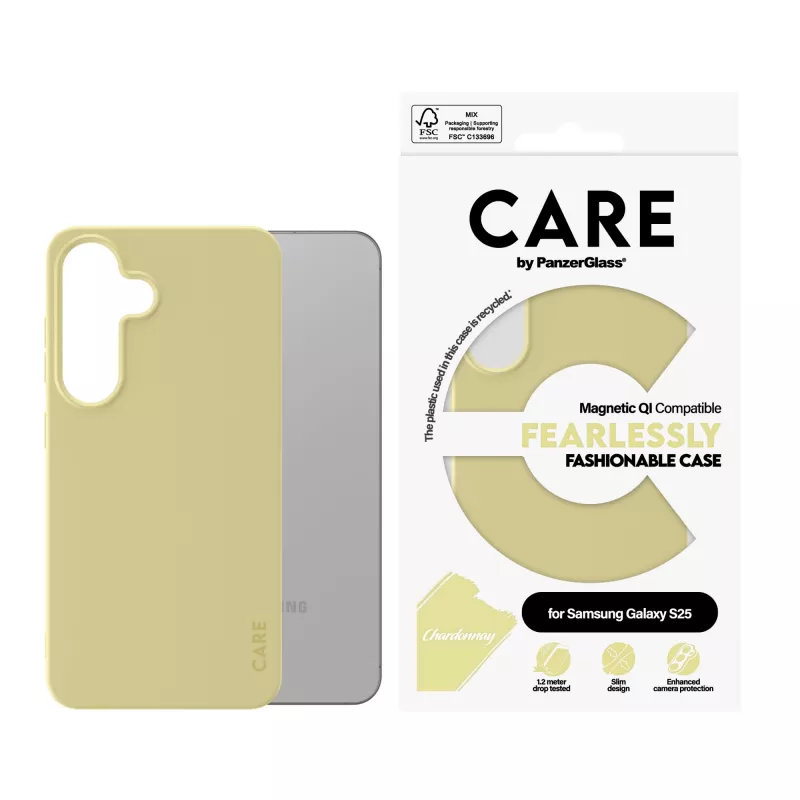 PanzerGlass CARE™ by ® Case Chardonnay ar Qi saderību Samsung Galaxy S25