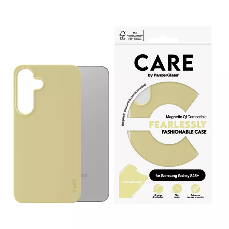 PanzerGlass CARE™ by ® Case Chardonnay ar Qi saderību Samsung Galaxy S25+