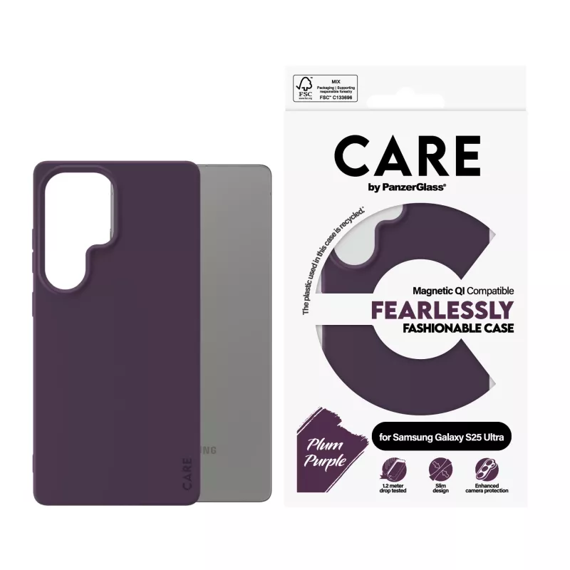 PanzerGlass CARE™ by ® Case Plum violeta w. Qi Saderīga Samsung Galaxy S25 Ultra