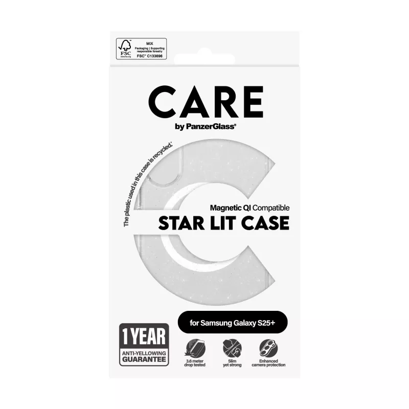 PanzerGlass CARE™ by ® Urban Combat Case Star Lit w. balta Qi saderīgs Samsung Galaxy S25+