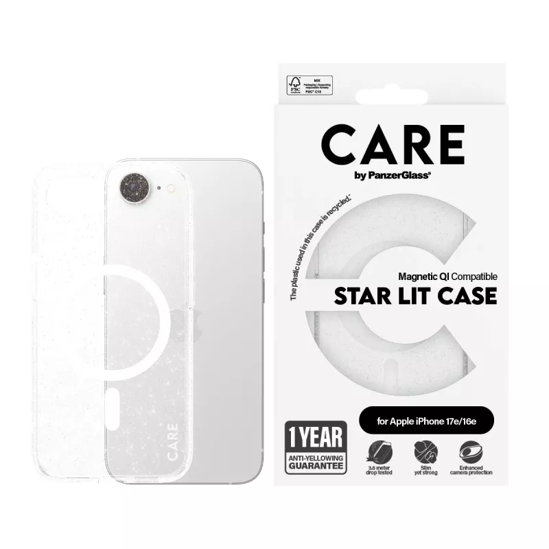 Cover PanzerGlass CARE by ® Flagship Case Urban Combat Star Lit Balts Qi Saderīgs iPhone 16e