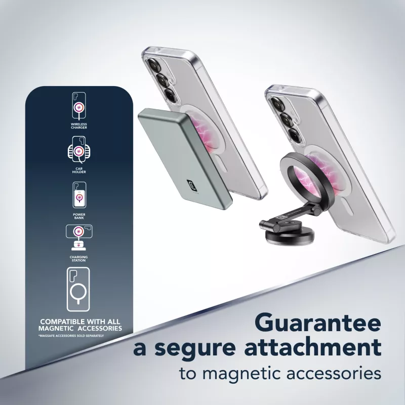 Cellularline Gloss Mag - Galaxy S25 Magnetic case for charging and attaching to the MagSafe charger