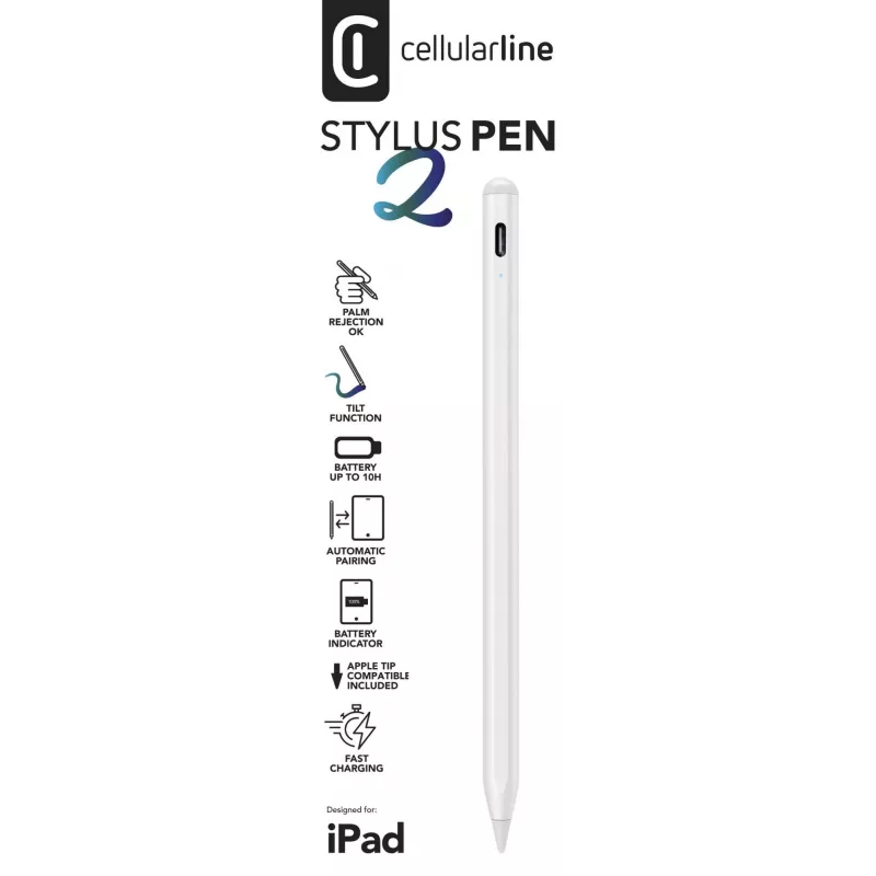 Irbulis Cellularline STYLUSPEN2IPAD pelēks 80 g planšetdatoram Apple