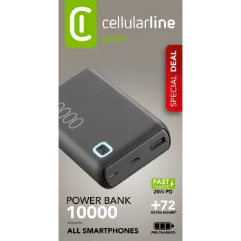Cellularline ESSENCE TURBO 10000 pārnēsājamais lādētājs 10000 mAh Power Delivery 20W