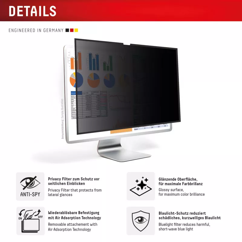 Displex PRIVACY SAFE noņemams divvirzienu privātuma filtrs Studio Display 27 collām