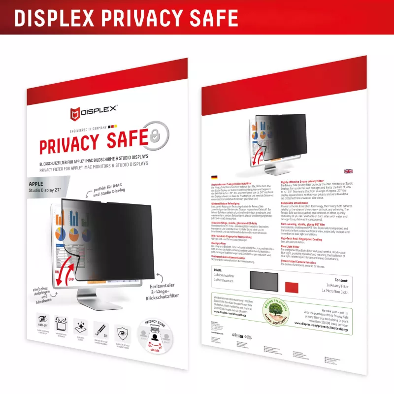 Displex PRIVACY SAFE noņemams divvirzienu privātuma filtrs Studio Display 27 collām