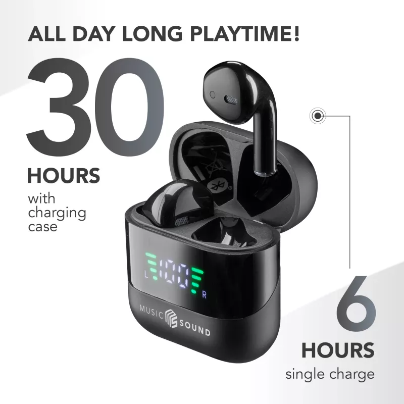 Music Sound SPARK TWS austiņas ar LED displeju