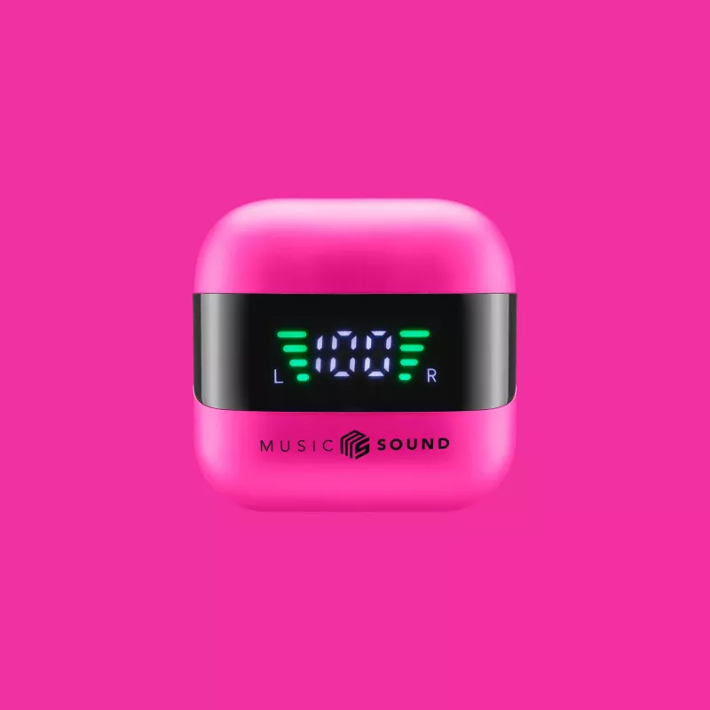 Music Sound SPARK TWS austiņas ar LED displeju, True Wireless Stereo (TWS), zvani/mūzika, 66 g, austiņas, rozā