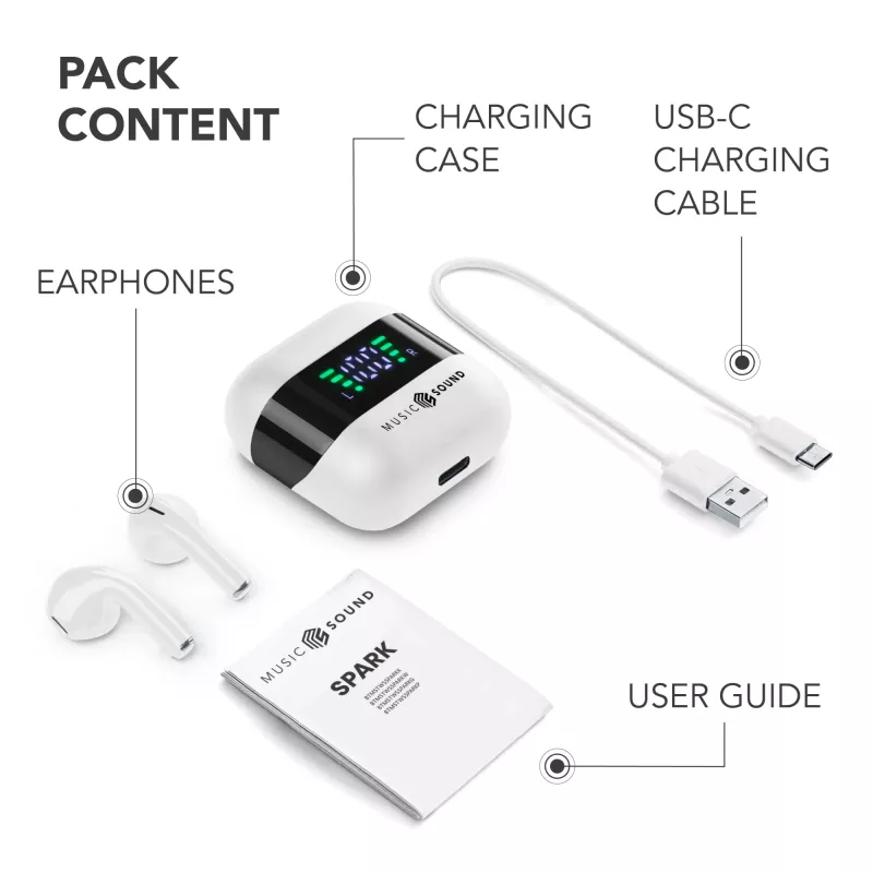 Music Sound SPARK Auricolare TWS con Display LED