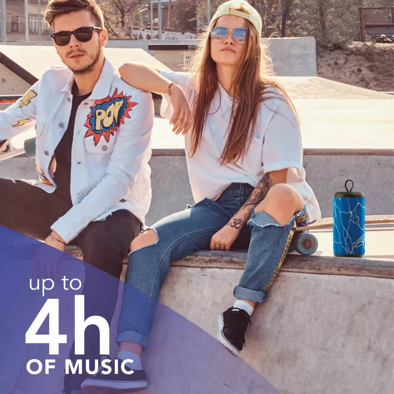 Music Sound vertikālais Bluetooth skaļrunis 5 W, 5 W, bezvadu, 0,15 m, mono pārnēsājams skaļrunis, zils, cilindrs